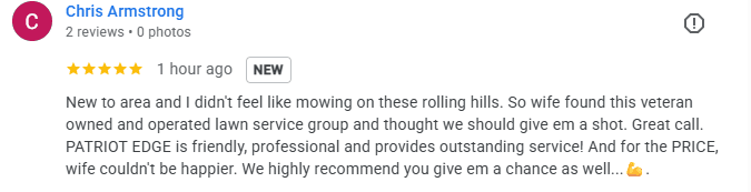 A 5-Star Review That Says It All for Patriot Edge Lawn Service image